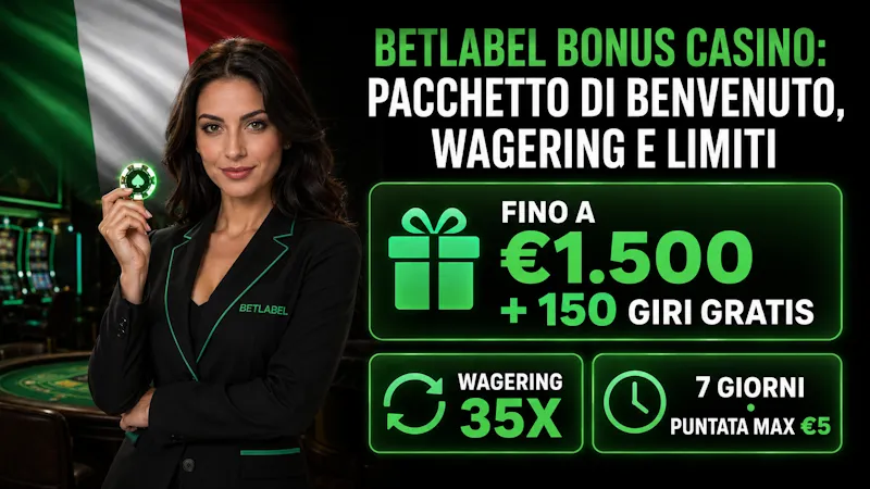 BetLabel bonus casino: pacchetto di benvenuto, wagering e limiti